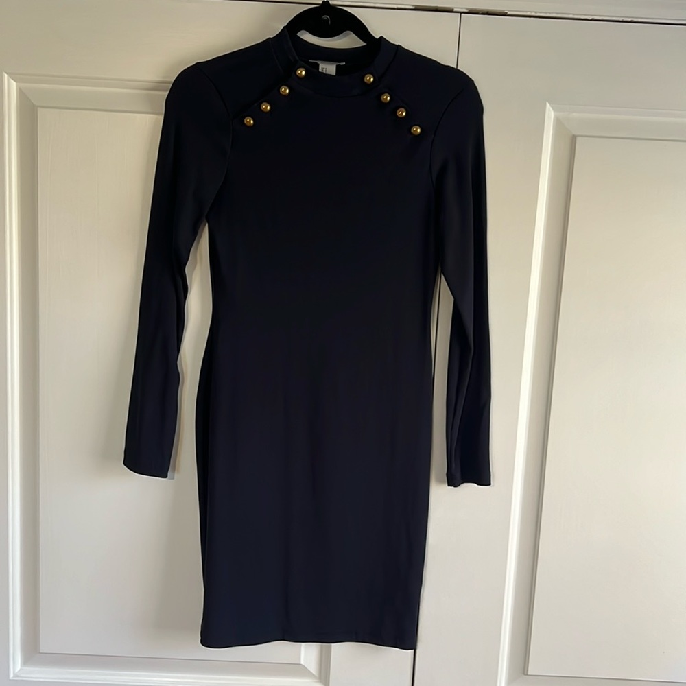 H&M Navy Ribbed Bodycon Dress